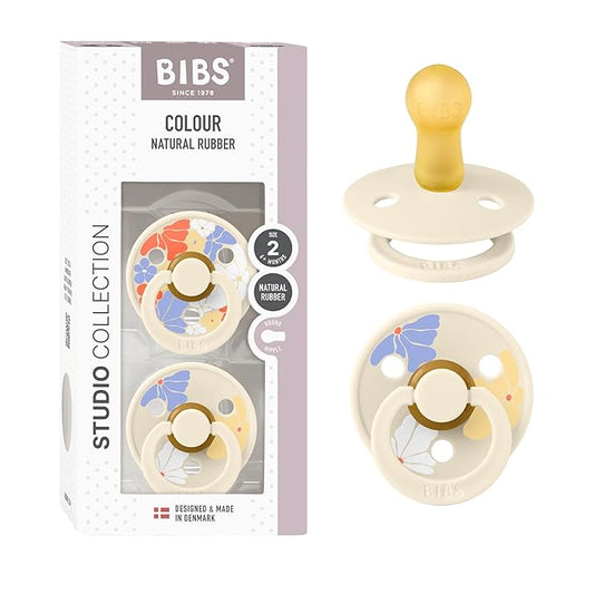 BIBS Pacifiers - Colour Studio 2 Pack | Round Nipple Baby Pacifier 6+ Months