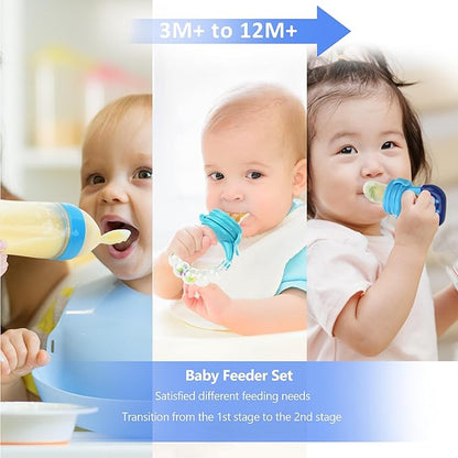 WAJIAYON Baby Fruit Feeder Pacifier - 12 Pack | 2 Baby Fruit Food Feeder Pacifier & 1 Baby Food Dispensing Spoon