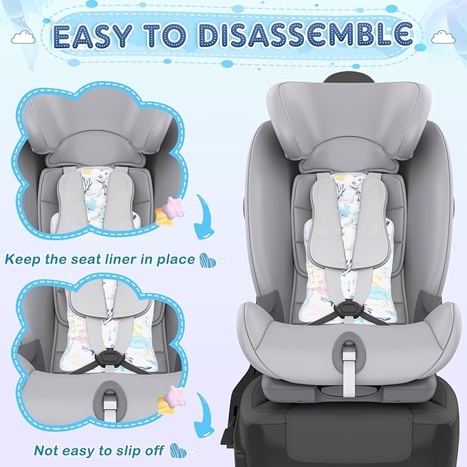 Pinkunn Gel Car Seat Baby Cooling Pad for Summer Breathable Stroller Cooler Pad Multifunctional Carseat Cooling Mat for Baby Child Dining Chair Safety Seat Stroller(Blue, White,Sea)