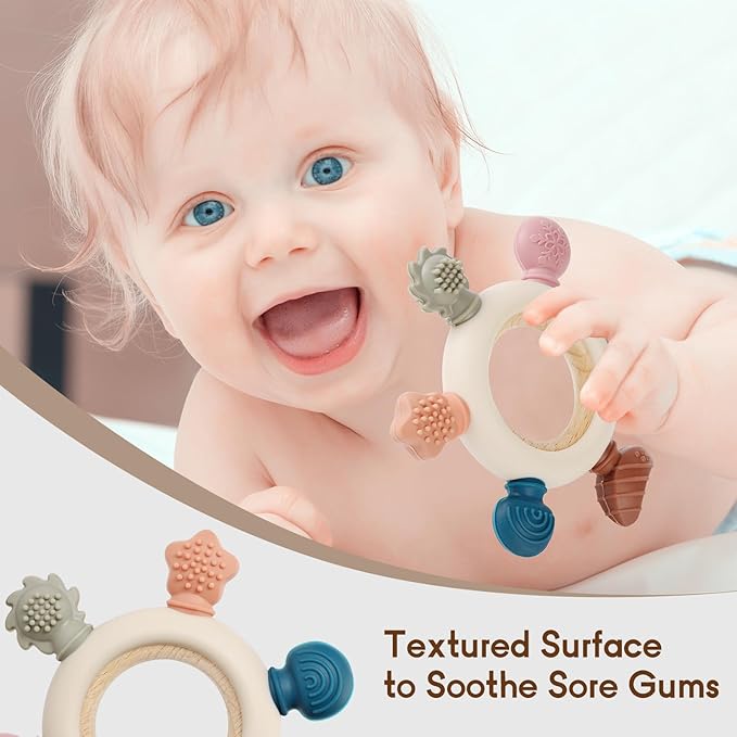 2 Packs Baby Teething Toy for Babies 0-3-6-12,18 Months