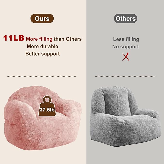 GAOMON Giant Bean Bag Chair Sofa 37.5LB High-Density Foam Filled Large BeanBag Sofa with Armrests for Living Room, Bedroom, High-Density Foam Filled Sofa Chair for Aults and Kids