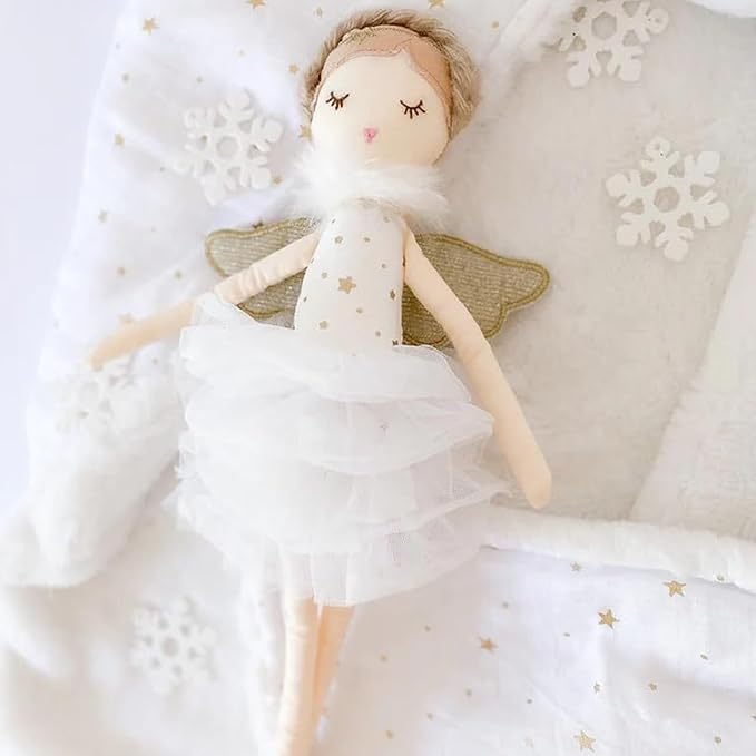 MON AMI Adele Small White Angel Stuffed Doll – 15”, Soft & Cuddly Plush Doll