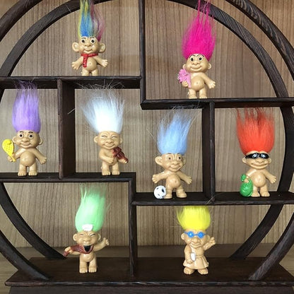 8PCS Troll Dolls, 80s' PVC Vintage Trolls Lucky Doll Action Figures Chromatic Adorable for Collections