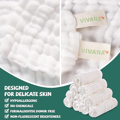 Baby Washcloths -6 Layer Soft Absorbent Face Towel - Natural Newborn Wipes for Delicate Skin