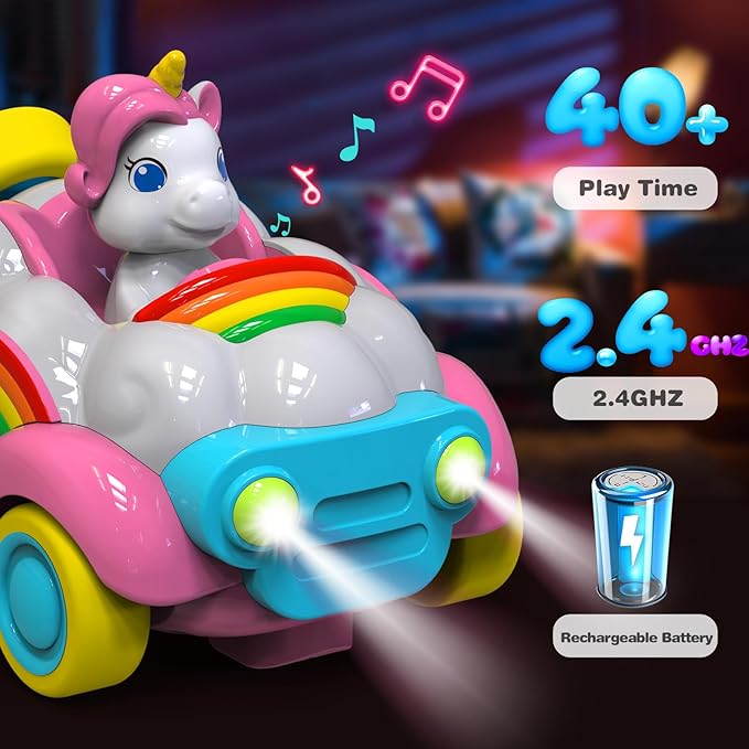 HopeRock Unicorn Toys Remote Control Cars,Toys for Ages 2-4 2 Year 2 Pack 2 3 4 5 6 Year