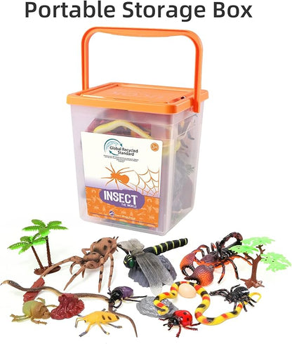 Insect Figure Toys for Kids, Plastic Assorted Realistic Play Bug Figurines Set for Toddlers