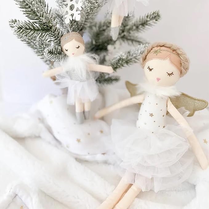 MON AMI Adele Small White Angel Stuffed Doll – 15”, Soft & Cuddly Plush Doll