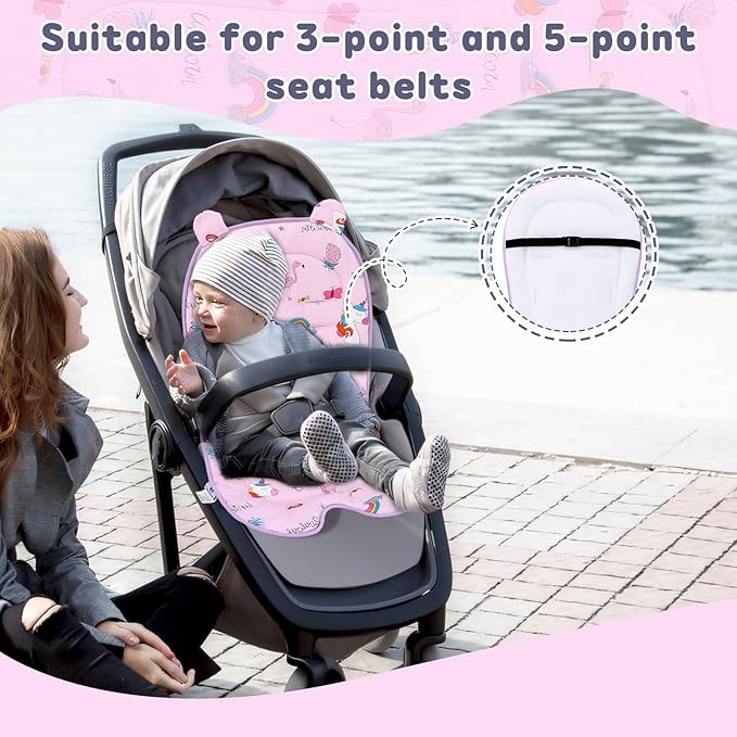 Miracle Baby Car Seat Insert Universal Breathable Baby Stroller Cushion Reversible 3D Air Mesh Cotton Stroller Mat for CarSeat, Buggy, Carrycot, High Chair (Rainbow)