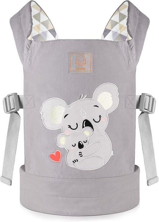 GAGAKU Doll Carrier for Kids Toy Baby Carrier Reborn Doll Carrier with Adjustable Straps for Stuffed Animal American Girl Doll Bitty Baby Doll Accessories - Gray
