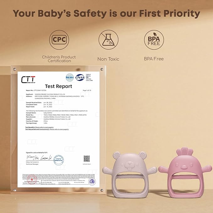 2 Packs Baby Teething Toys Silicone Teething Mittens for Infants 3 Months+, Never Drop & Easy to Hold Teethers