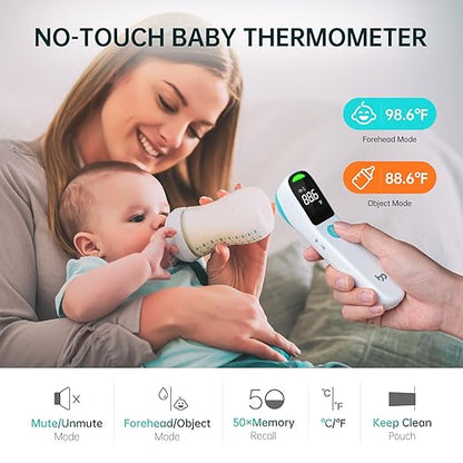 No-Touch Forehead Thermometer, 1s Accurate Reading and 3-Color Indicator 2-in-1 Infrared