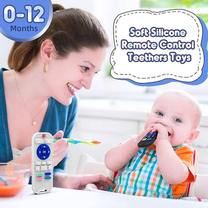 AiTuiTui Teething Relief Teethers Toys for Babies 3 6 9 12 Months Gifts, Silicone Sensory Remote Control Baby Teether Toy for Babies Newborn Infant Boy Girl Autism Toys
