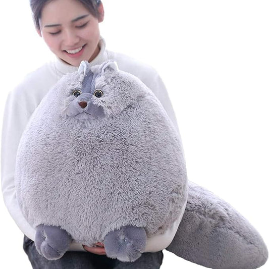 Winsterch Kids Large Cat Stuffed Animal Toys Gift Big Plush Cat Animal Baby Doll, Fat Gray Plush Cat Toy for Boys (Gray 20 Inches)