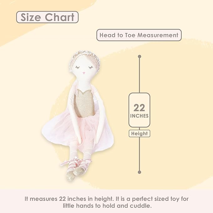 MON AMI Ballerina Stuffed Doll - 22”, Plush Ballerina Doll for Girls