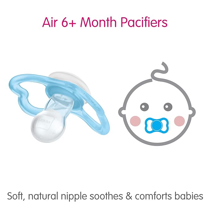 MAM Air Night & Day Baby Pacifier, for Sensitive Skin 3 Pack, 6-16 Months,