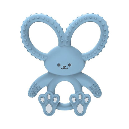 Dr. Brown's Flexees Blue Bunny Silicone Teether and Peapod Teether Toothbrush Bundle for Baby, 3m+