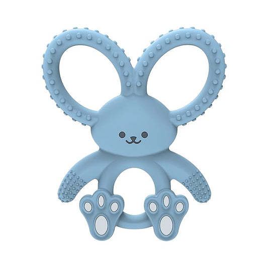 Dr. Brown's Flexees Blue Bunny, Soft 100% Silicone Baby Teether 3m+