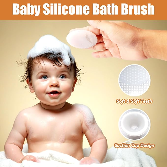 Wooden Baby Hair Brush and Comb Set, 3Pcs Natural Soft Goat Bristles Brush Cradle Cap Comb Baby Shower Scrubber Perfect Scalp Grooming Product for Newborn, Toddler, Infant (White)