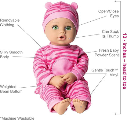 ADORA Play Time Babies Collection, 13" Baby Doll with Doll Clothes and Accesories, Made with Sweet Baby Powder Scent, and GentleTouch Vinyl Body, Birthday Gift for Ages 1+ - Baby Tiger