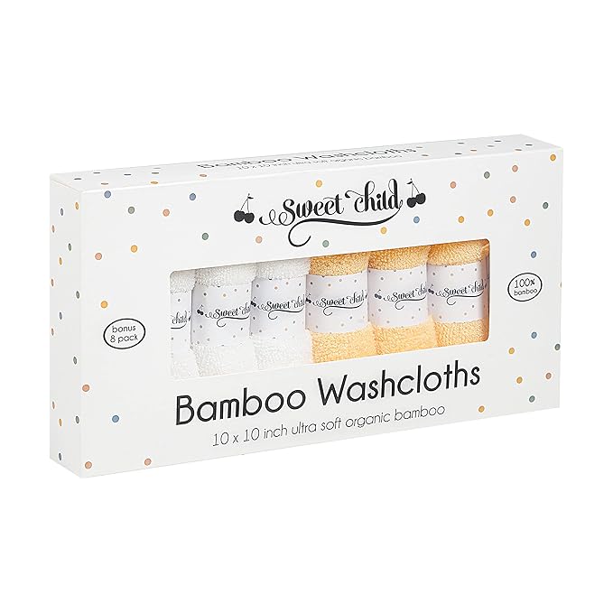 Sweet Child 8-Pack Baby Washcloths -Super Soft Rayon Washcloth, Baby Wash Cloths for Newborn