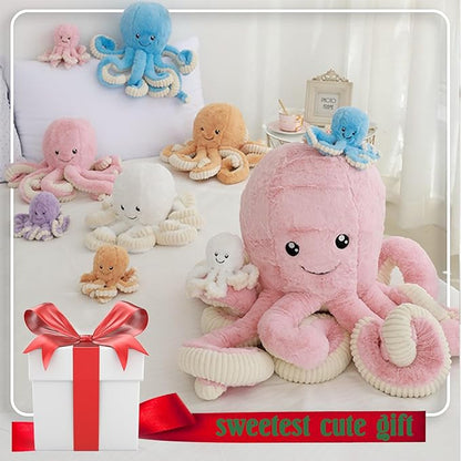 DENTRUN Octopus Stuffed Animals, Giant Octopus Plush Doll Play Toys for Kids Girls Boys Adults Birthday Xmas Halloween Present Stuffed Sea Animals Plushie 7/16/24/32 Inches, 5 Colors