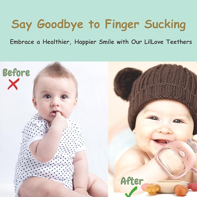 Baby Teething Toys by Komfy LilLove | No Drop Teether and Ring Teether for Baby Teething Relief 0-6 6-12 2 Pack
