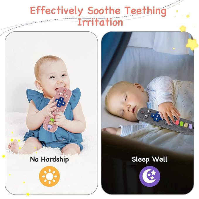 Hooku 2 Pack Teething Toys for Babies 0-6 Months, Silicone Teethers for Babies 6-12 Months