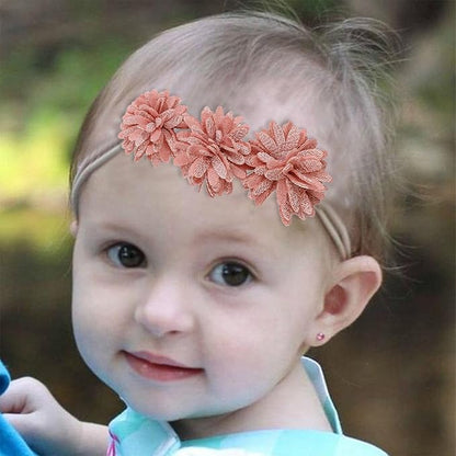 3pcs Soft & Stretchy Nylon Hairband Set for Baby Girls, Floral Headbands