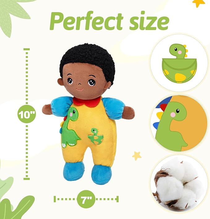 OUOZZZ Soft Black Baby Boy Doll- My Buddy Doll Birthday 10"