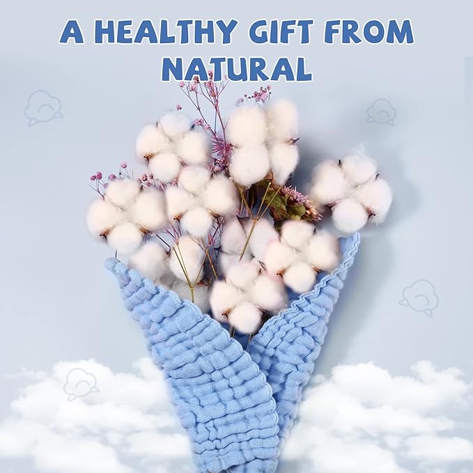 MUKIN Baby Washcloths - Soft Face Cloths for Newborn, Absorbent Bath Wipes 6-12x12 inches