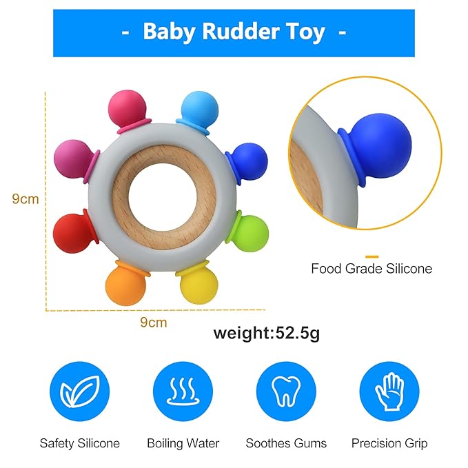 Baby Teething Toys Silicone Teethers BPA Free Silicone Rudder (8 Directions