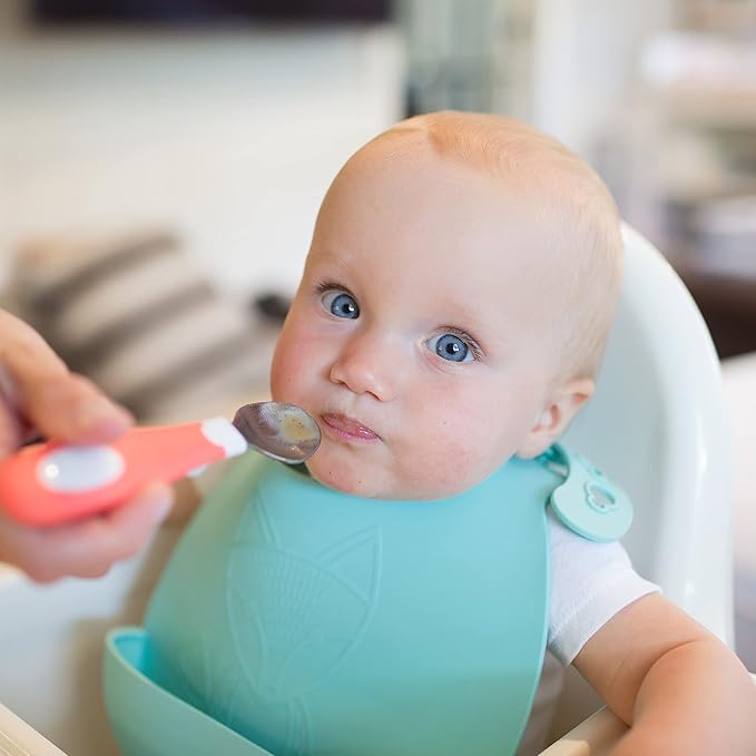 Dr. Brown's Designed to Nourish Soft-Grip Spoon and Fork Set,Coral