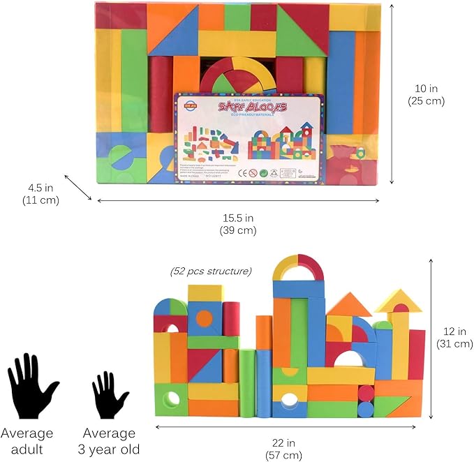 113 Piece Large Foam Building Blocks with Different Shapes and