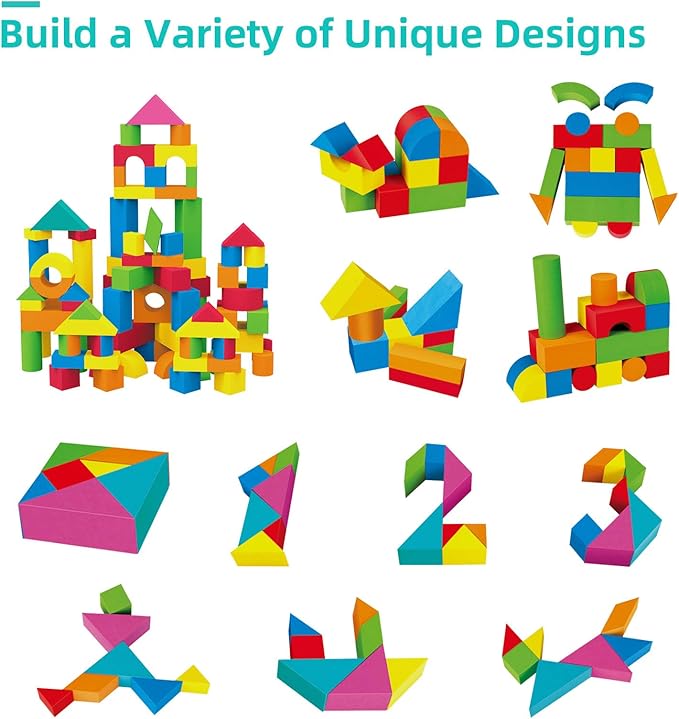 Soft Building Blocks for Toddlers 2-4, 94PCS Foam Stacking Blocks Toys 18+ Months