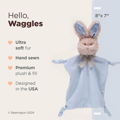 Bearington Baby Wee Waggles, 8 x 7 Inch Small Blue Puppy Stuffed Animal Baby Boy Lovey