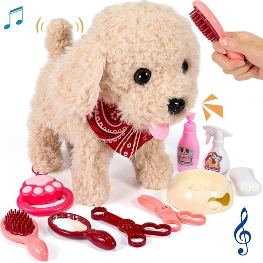 Interactive Walking Plush Puppy Toy Dog, Realistic Wagging Tail Robot Dog 3, 4, 5, 6+