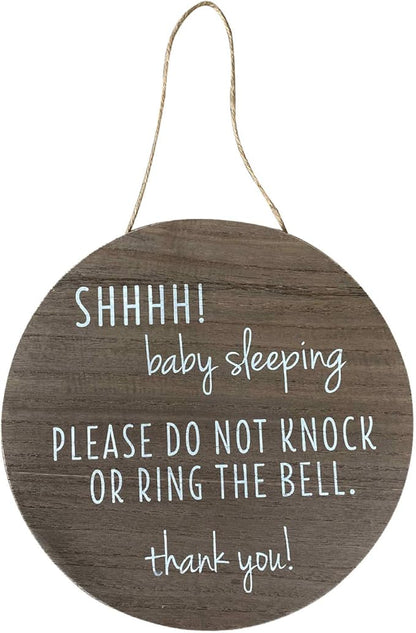 KIND FATE Baby Sleeping Sign for Front Door Do Not Knock or Ring Doorbell Sign | New Mom Gifts Do Not Disturb Door Hanger Sign 10" Round
