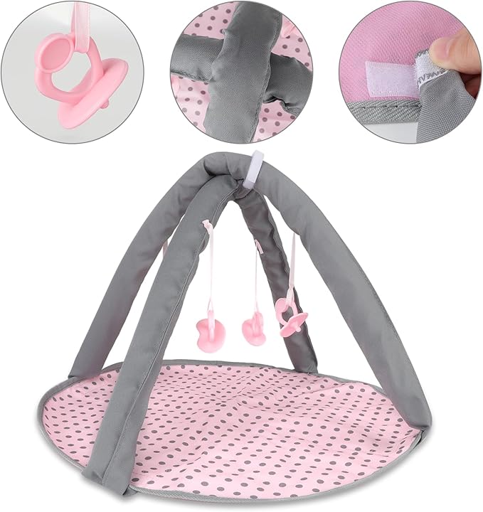 deAO Baby Doll Stroller Crib Bed Nursery Role Play Set Baby Doll with Accessories and Play Mat,Travel Cot