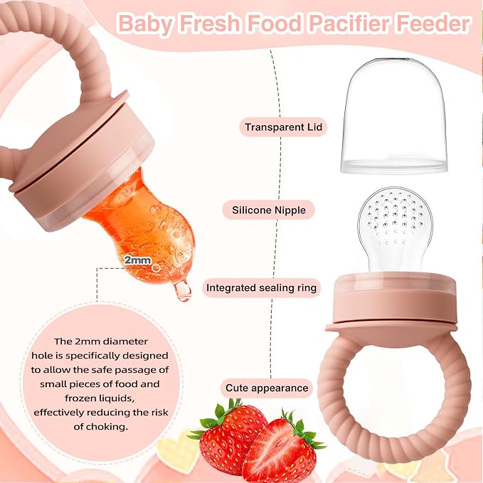 Baby Solids/Frozen Fruit Feeder Pacifier, Infant Teether Toy 4M+ 2-Pack (Ring