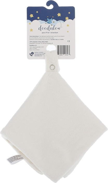 Ultra Soft Cotton Minky Velboa Baby Blanket with Snap Closure for Pacifier or Teether, Machine Washable 12 inch 12 inch
