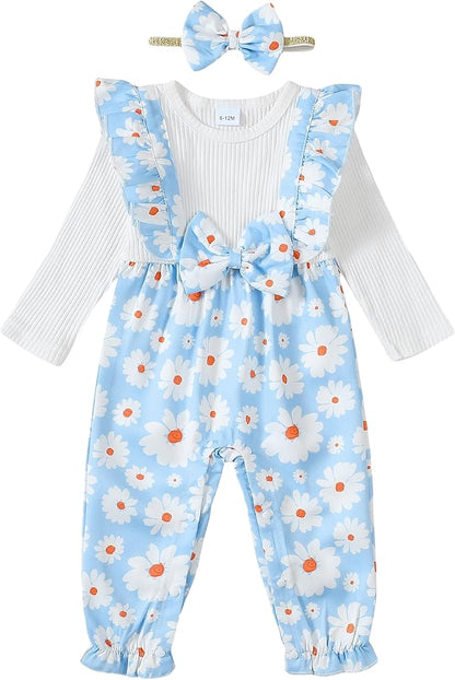 Newborn Baby Girls One Piece Romper Jumpsuit Cute Floral Print