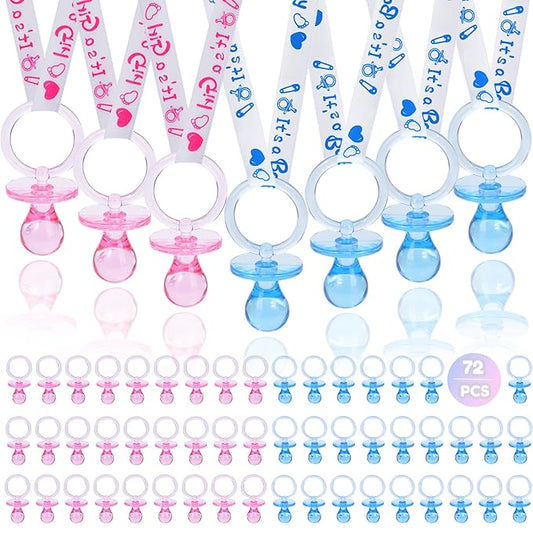 72 Baby Shower Pacifiers Necklace, Acrylic Pacifier Necklace