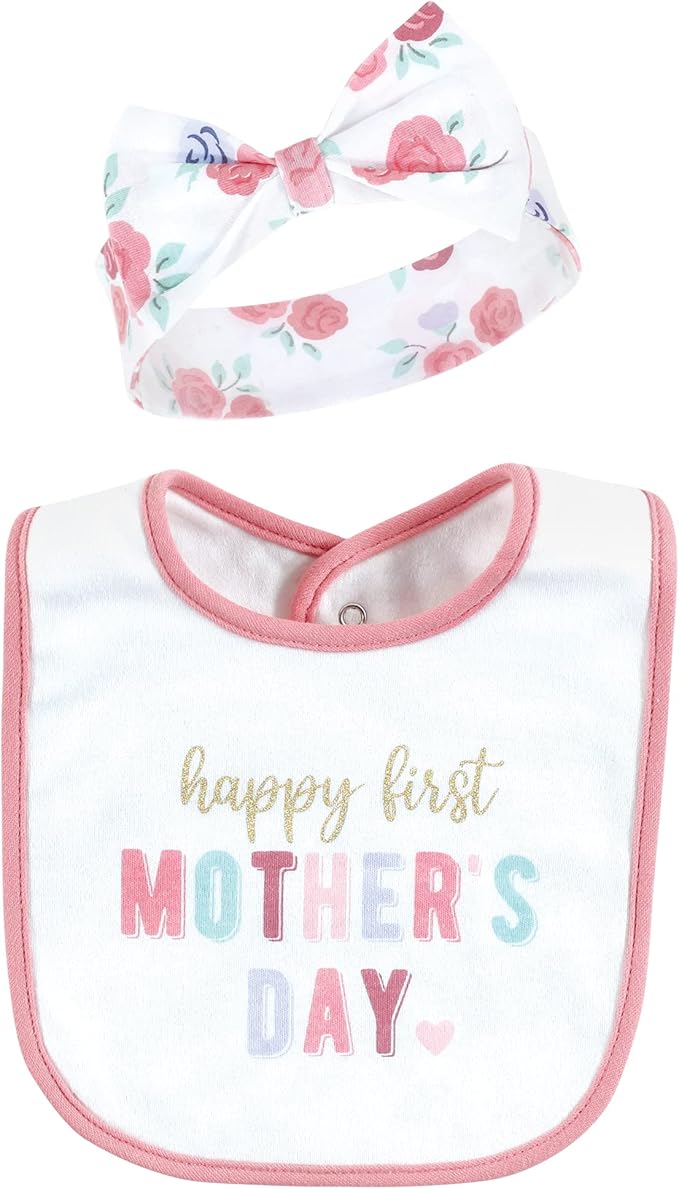 Hudson Baby Unisex BabyCotton Bib and Headband or Caps Set
