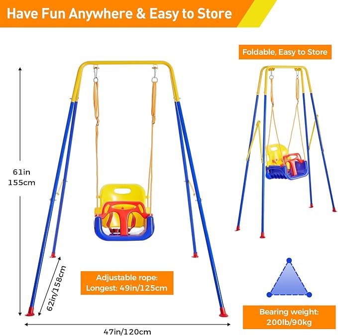 FUNLIO 2 in 1 Swing Set for Toddler & Baby Jumper, Heavy Duty Kids Swing & Bouncer with 4 Sandbags