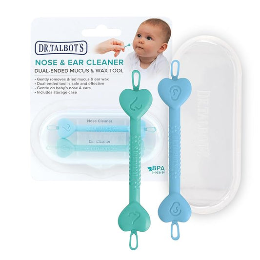 Dr. Talbot?s Baby Safe Nose and Ear Cleaner Set with Hygienic Travel Case, Gentle Dual-Ended Easy Mucus and Wax Remover Tool 2 Pack,