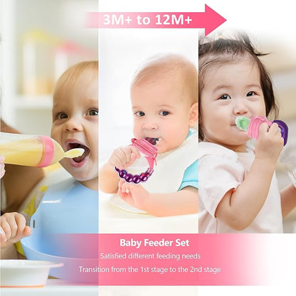 WAJIAYON Baby Fruit Feeder Pacifier - 12 Pack | 2 Baby Fruit Food Feeder Pacifier & 1 Baby Food Dispensing Spoon