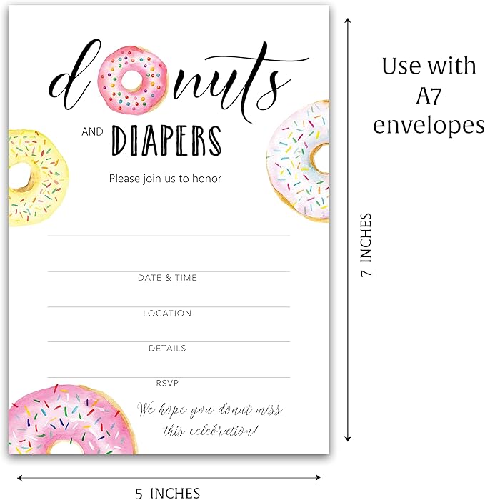 Donut and Diapers Sprinkle Invitation ??Pack of 25 I850-INV4