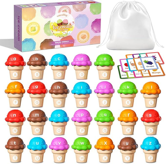 Ice Cream Toys Color and Counting Alphabet Match Learning Toys (52Pcs Alphabet)