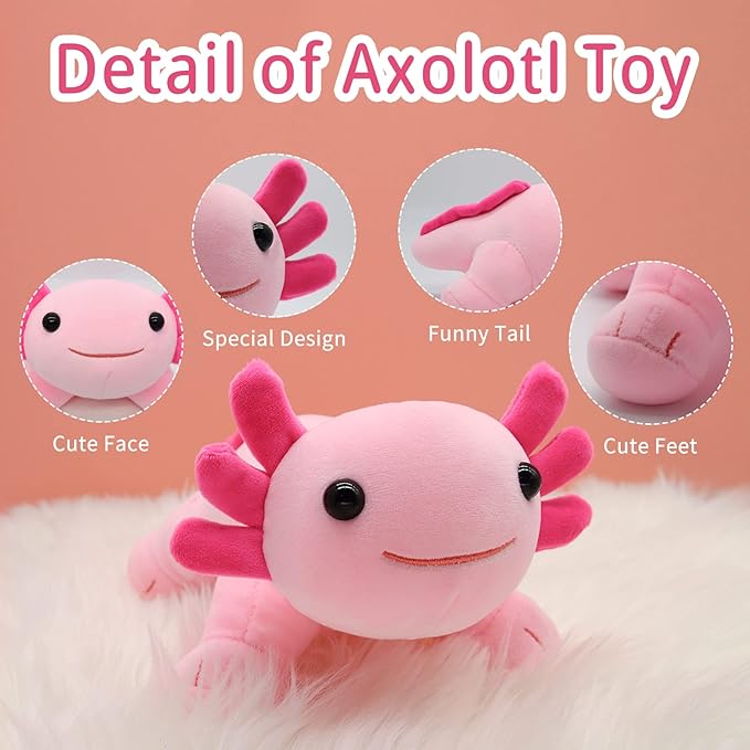 Kawaii Axolotl Plush Toy 10.5'' Soft Stuffed Animal Pillow Doll
