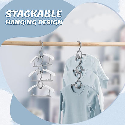 Baby Hangers 30 Pack Extendable Adjustable Kids Hangers - Stackable Kid Hangers,11-14 Inch Non-Slip Plastic Toddler Hangers for Baby Kids Children,Grey Bear Kids Clothes Hangers for Closet